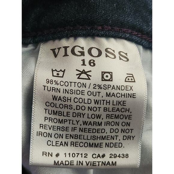 Vigoss Swagger Bootcut Jeans Women's Sz 16 35"x26" *Short Inseam* Dark wash - Picture 6 of 7